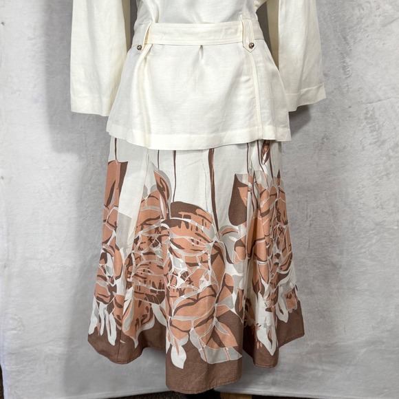 NWT Jones Wear Floral Skirt Suit Sz 16 14 Linen Utility Jacket Spring Safari Y2K - Picture 5 of 16